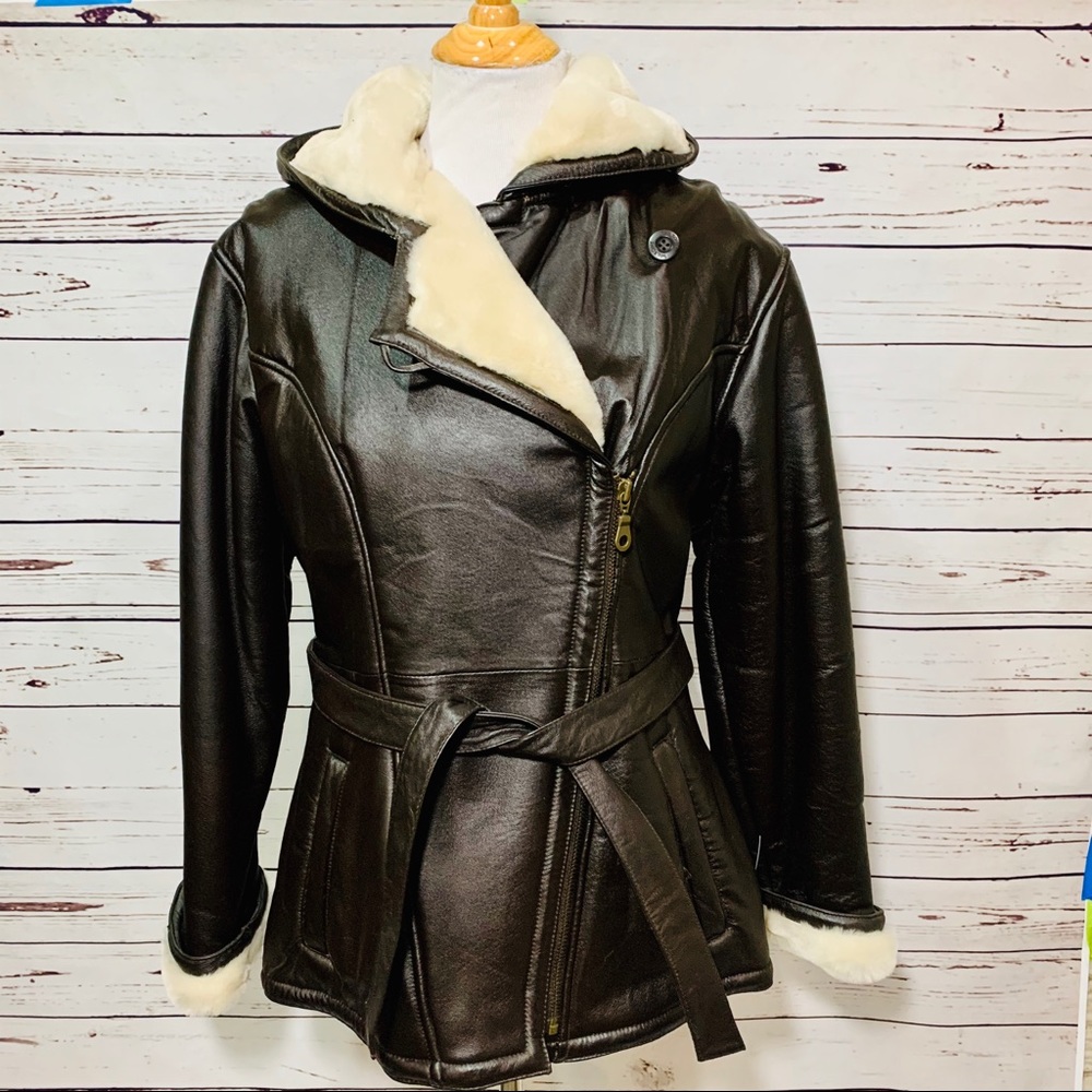 Wilsons Leather Brown Leather Jacket Asymmetrical Zip